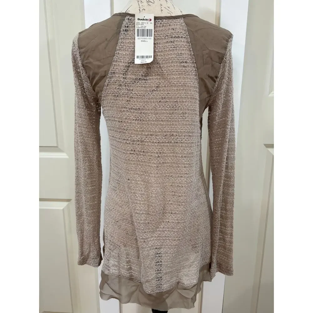 NWT BKE The Buckle Sheer Tan Sweater Size Small